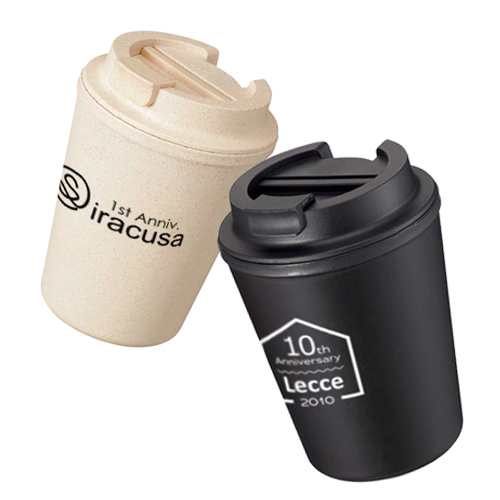 ロゴ入り蓋つきプラスチックタンブラーのイメージ