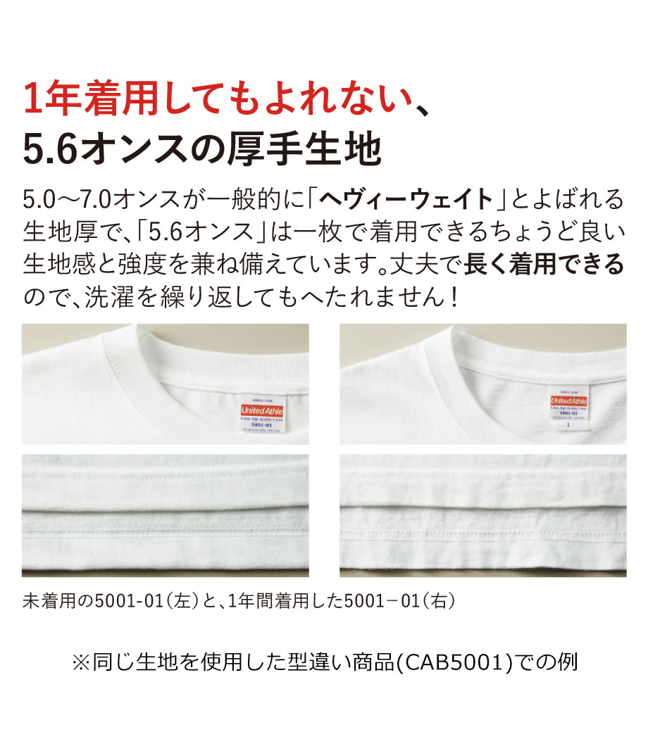 5.6オンス ロングスリーブ Tシャツ（長袖）5010【ユナイテッドアスレ】の洗濯耐久性